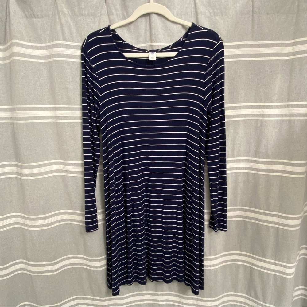 OLD NAVY / Blue & White Striped Long Sleeve T-shirt Dress Size M